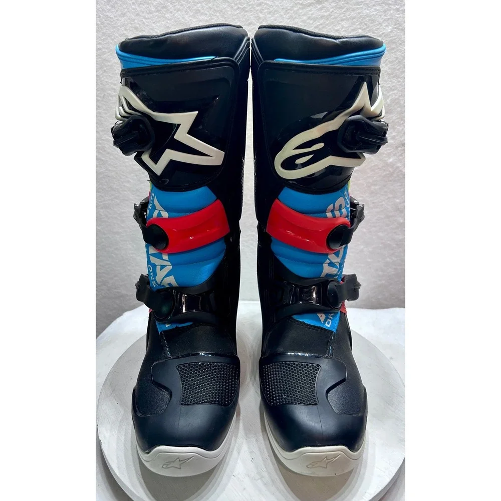Alpinestars Tech 3s Youth Motocross Boots Black Cyan Fluo Yellow Size 4 US 37